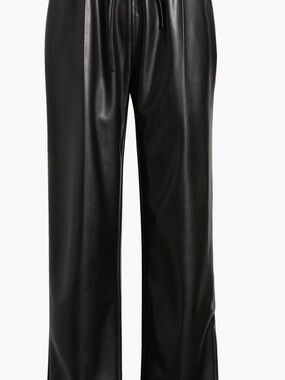 Open Edit Wide-Leg Faux Leather Pants in Black